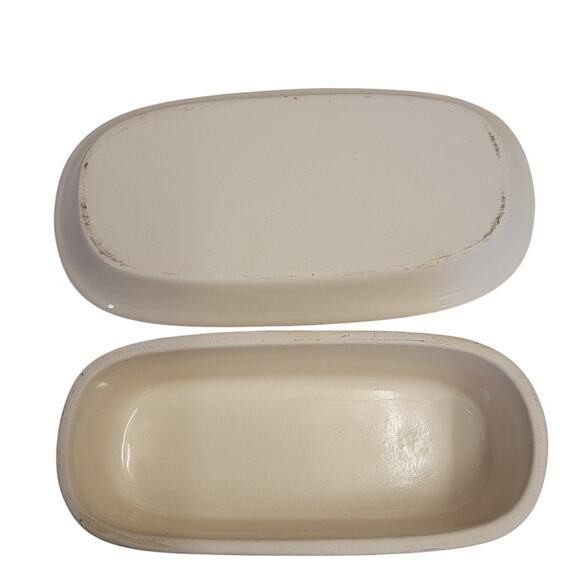 VTG 90s Royal Seasons Butter Dish‎ Holiday Snowmen Christmas 2 Pc Stoneware - Picture 7 of 7